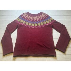 Calvin Klein Jeans Sweater Women's Sz XL Berry  Round‎ Neck Pullover W/ Sequin